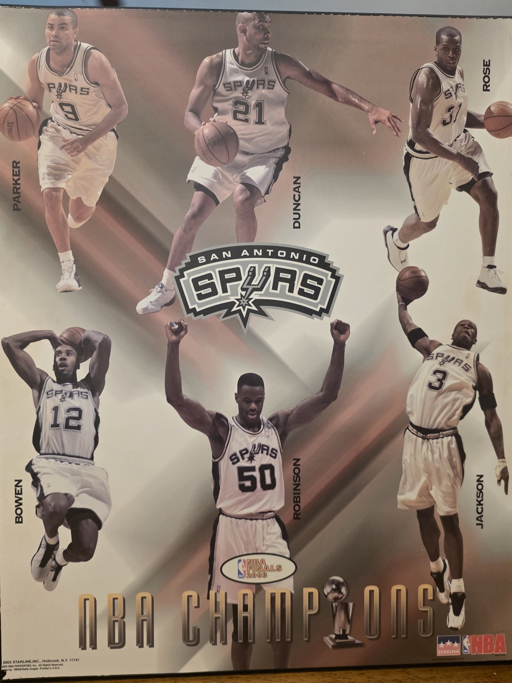 NBA Champions Wall Poster - White & Black - Hard Back